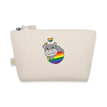 Regenbogen Flag Pride LGBTQ süßes Flusspferd Love - Bio-Täschchen - Natur - Vorne