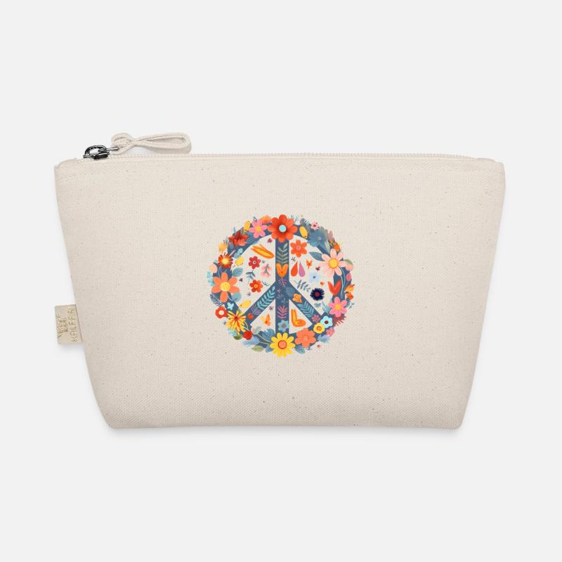 Peace Sign World Lover Fleurs Hippie Groovy Trousse biologique