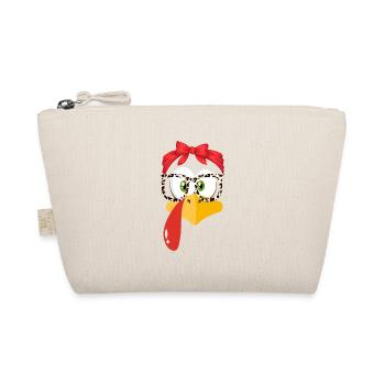 Turkey Face Leopard Print Glasses Thanksgiving - Organic Pouch - nature - Front