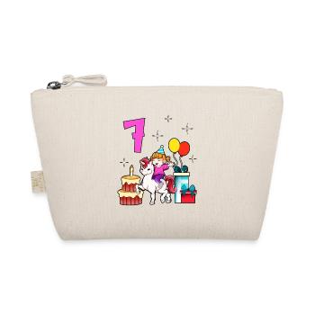 With Unicorn - Girl Birthday 7 Years - Organic Pouch - nature - Front