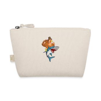 Thanksgiving Day Turkey Horseback Riding Shark Funny Autumn - Organic Pouch - nature - Front