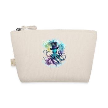 Fashion sense Octophus with top hat - Organic Pouch - nature - Front