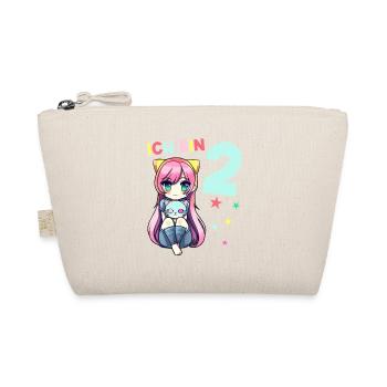 2 Jahre Mädchen Anime Kawaii Katze 2. Geburtstag - Bio-Täschchen - Natur - Vorne