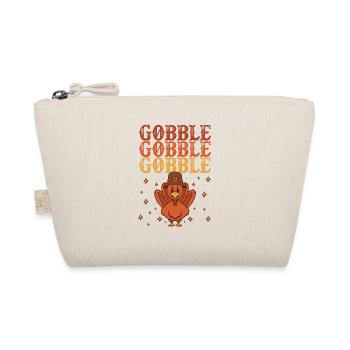 Cute Gobble Gobble Turkey Pilgrim Toddler Thanks - Organic Pouch - nature - Front