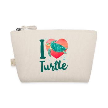 Sea Turtle Tortoise Heart I Love - Bio-Täschchen - Natur - Vorne
