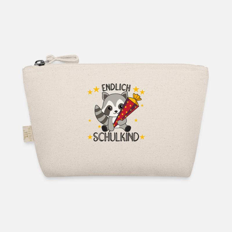 endlich Schulkind Einschulung Schule Waschbär Bio-Täschchen