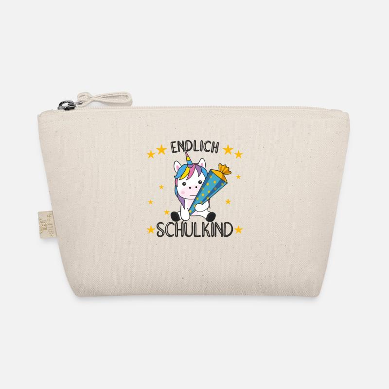 endlich Schulkind Einschulung Schule Einhorn - Bio-Täschchen - Natur