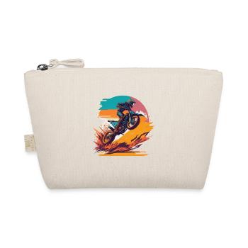 Motocross Biker Offroad Race Cartoon Dirt Bike - Organic Pouch - nature - Front