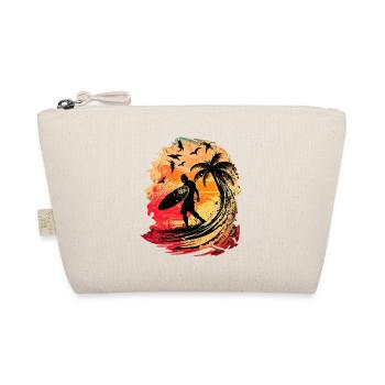 Casual surfer in sunrise under palm trees - Organic Pouch - nature - Front