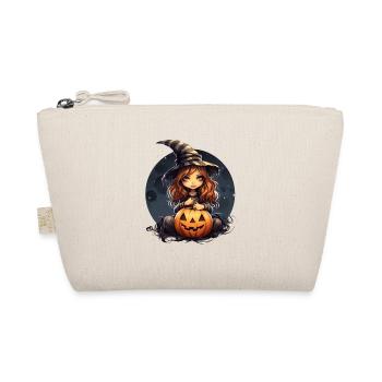Niedliches Verkleidetes Mädchen zu Halloween - Bio-Täschchen - Natur - Vorne