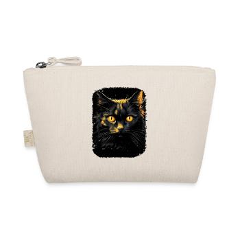 Schwarze Katze mit gelben Augen - Bio-Täschchen - Natur - Vorne