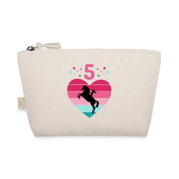 Rider Horse Equestrian 5th Birthday Pony Riding - Organic Pouch - nature - Front