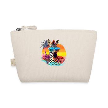 Lustiges Zebra mit Sonnenbrille Retro Stil für - Bio-Täschchen - Natur - Vorne