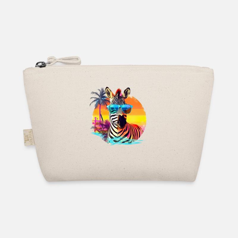 Lustiges Zebra mit Sonnenbrille Retro Stil für - Bio-Täschchen - Natur