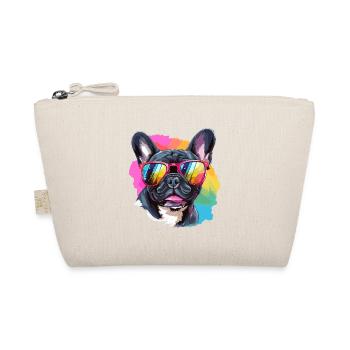 Bunte französische Bulldogge mit Sonnenbrille - Bio-Täschchen - Natur - Vorne