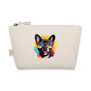 Bunte französische Bulldogge mit Sonnenbrille - Bio-Täschchen - Natur - Vorne