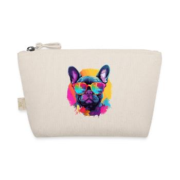 Bunte französische Bulldogge mit Sonnenbrille - Bio-Täschchen - Natur - Vorne