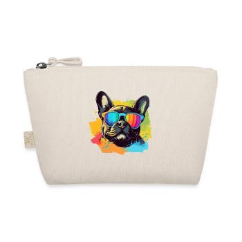 Bunte französische Bulldogge mit Sonnenbrille - Bio-Täschchen - Natur - Vorne