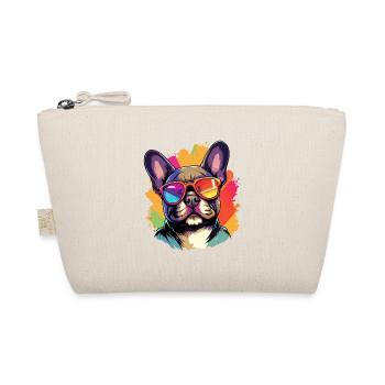 Bunte französische Bulldogge mit Sonnenbrille - Bio-Täschchen - Natur - Vorne