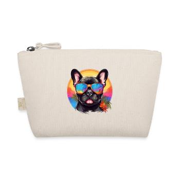 Bunte französische Bulldogge mit Sonnenbrille - Bio-Täschchen - Natur - Vorne