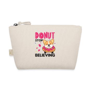 Süßer Corgi lustige Tiere in Donut Wortspiel pink - Bio-Täschchen - Natur - Vorne