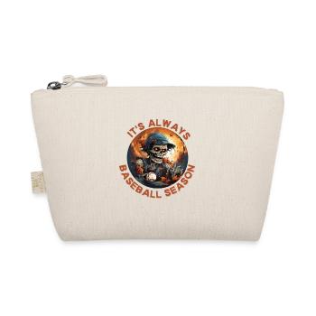 Halloween Baseball Player Skeleton Creepy Fun - Organic Pouch - nature - Front