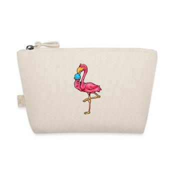 Comic Flamingo genießt Eistüte - Bio-Täschchen - Natur - Vorne