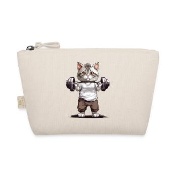 Funny bodybuilding cat with barbell design - Organic Pouch - nature - Front