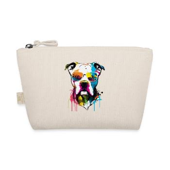 Bunte amerikanische Bulldogge mit Sonnenbrille - Bio-Täschchen - Natur - Vorne