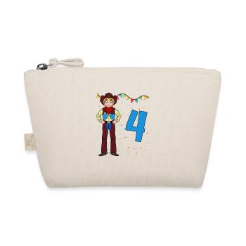 With Cowboy - Boys Birthday 4 Years - Organic Pouch - nature - Front