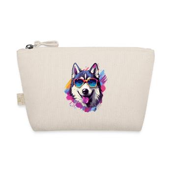 Bunter Alaskan Husky mit Sonnenbrille Hundeliebhaber - Bio-Täschchen - Natur - Vorne