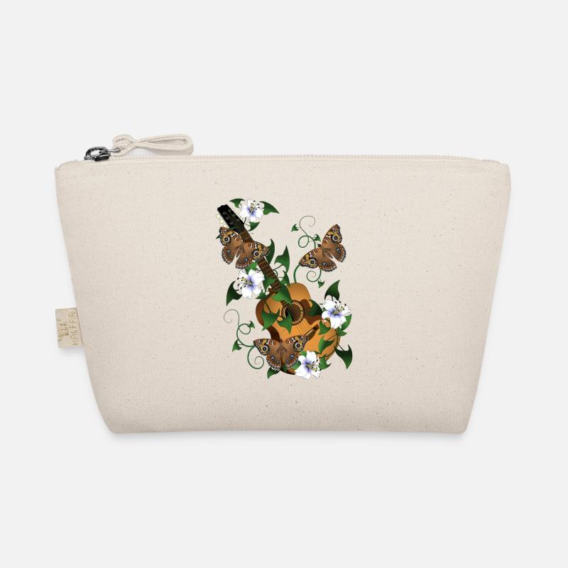 Gitarre mit Blumen und Schmetterlinge Bio-Täschchen