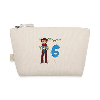With Cowboy - Boys Birthday 6 Years - Organic Pouch - nature - Front