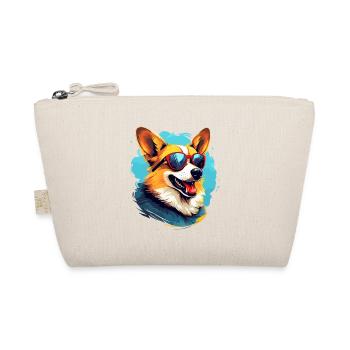 Bunter Corgi mit Sonnenbrille Hundeliebhaber - Bio-Täschchen - Natur - Vorne