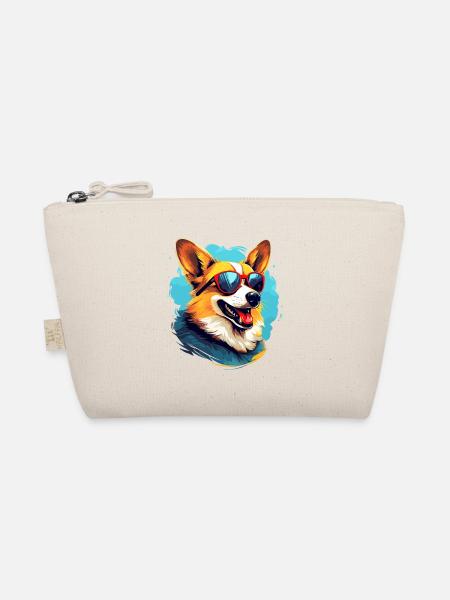 Bunter Corgi mit Sonnenbrille Hundeliebhaber - Bio-Täschchen - Natur