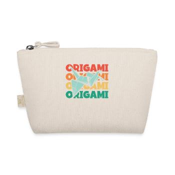 Retro Text Paper Crane Folding Owl Master Origami - Organic Pouch - nature - Front