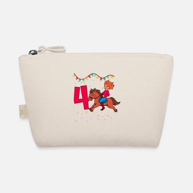 Mit Pferd - Mädchen Geburtstag 4 Jahre Bio-Täschchen