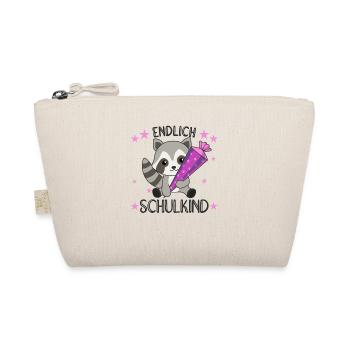 endlich Schulkind Einschulung Schule Waschbär - Bio-Täschchen - Natur - Vorne