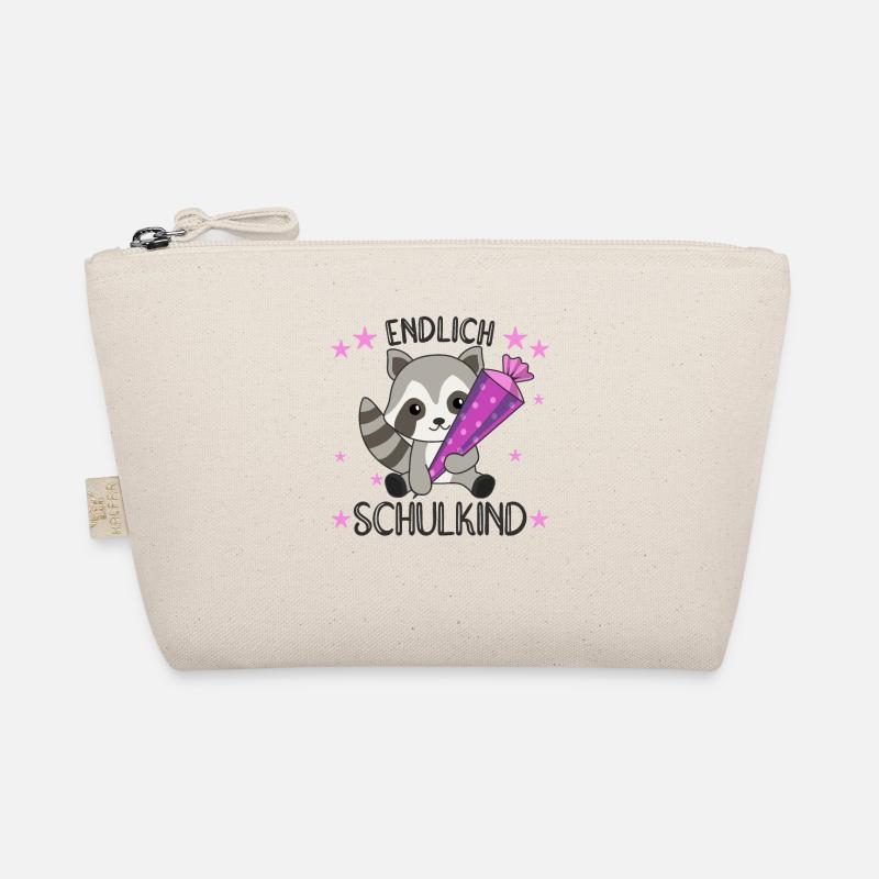 endlich Schulkind Einschulung Schule Waschbär - Bio-Täschchen - Natur