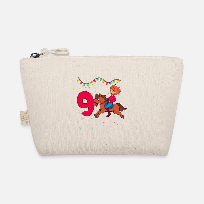 Mit Pferd - Mädchen Geburtstag 9 Jahre Bio-Täschchen