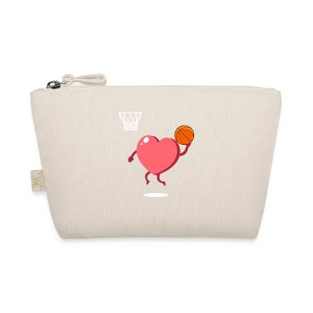 Valentine's Day Heart Dunking Basketball Player - Organic Pouch - nature - Front