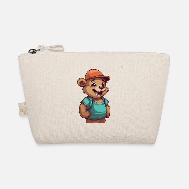 Mignon ours de dessin animé avec casquette: compagnon câlin Trousse biologique