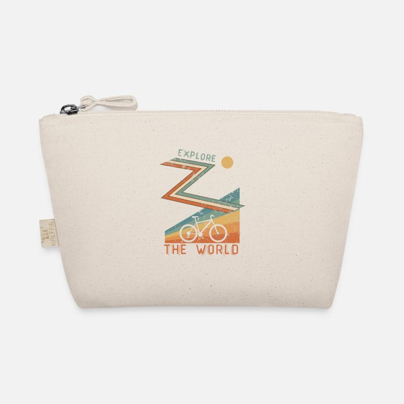 Gift for cyclist EXPLORE THE WORLD - Organic Pouch - nature