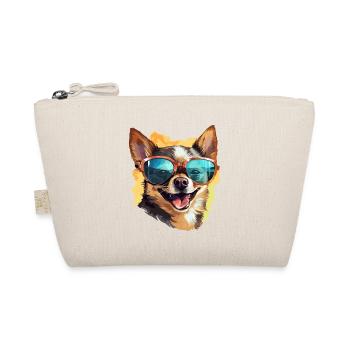 Bunter Chihuahua mit Sonnenbrille Hundeliebhaber - Bio-Täschchen - Natur - Vorne