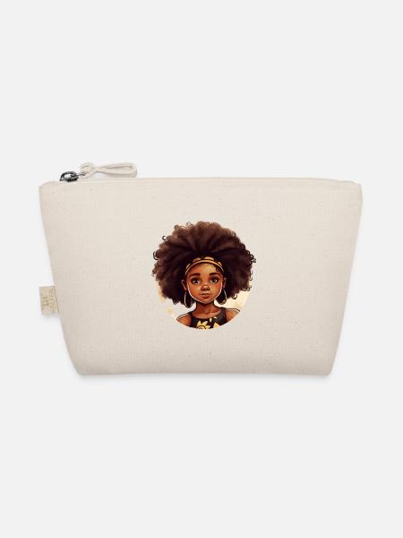Powerful Afro Heroine Illustration - Organic Pouch - nature - Front