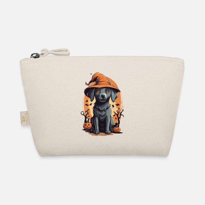 Chien d’Halloween mignon avec un chapeau de sorcière Trousse biologique