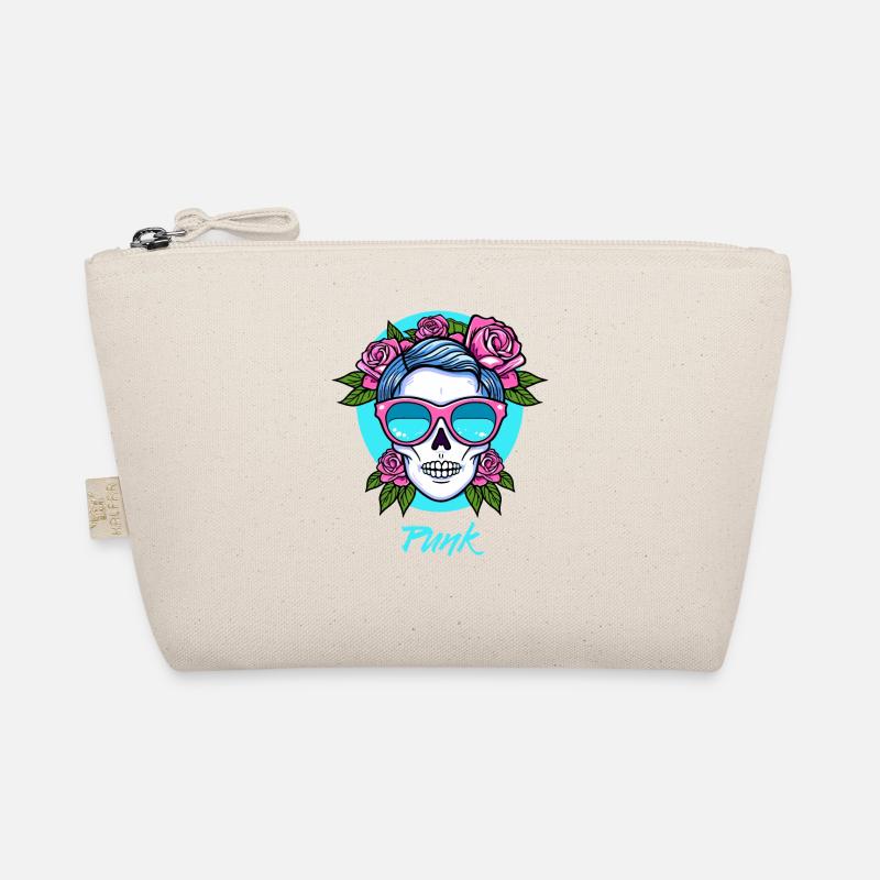Punk Totenkopf und Rosen Bio-Täschchen