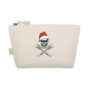 Skelett Weihnachtsmann Mütze Rock And Roll Hand - Bio-Täschchen - Natur - Vorne
