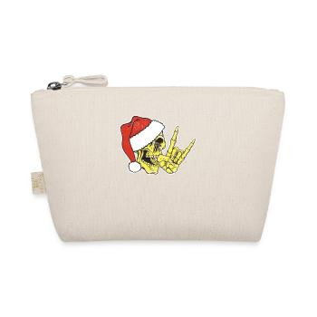 Skeleton Santa Claus Hat Rock And Roll Hand - Organic Pouch - nature - Front