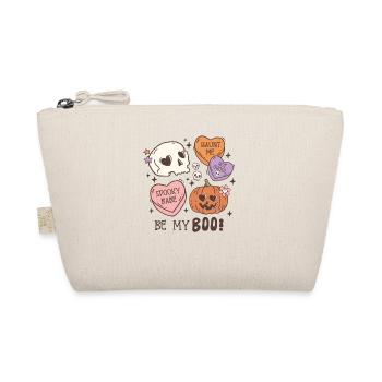 Retro Halloween Creepy Pumpkin and Skull - Organic Pouch - nature - Front